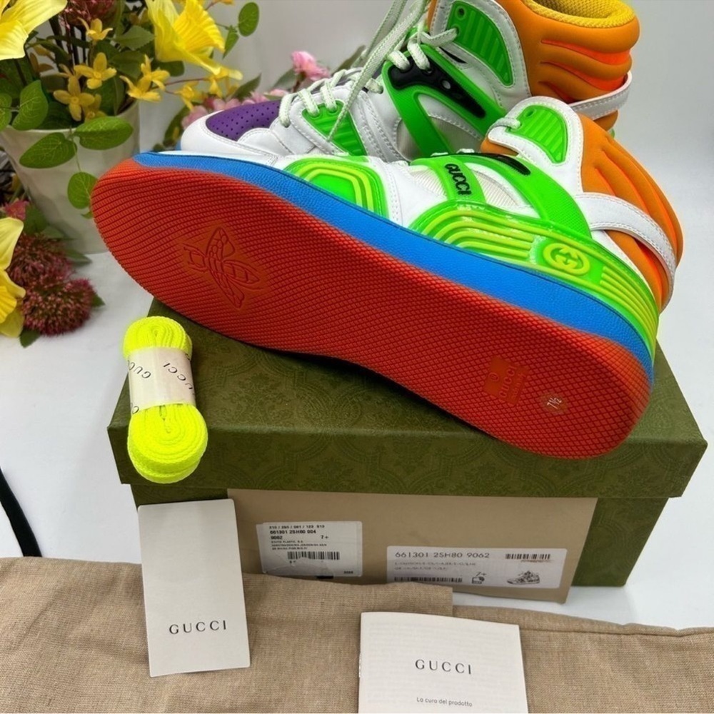 Men’s Gucci high top sneakers size 7.5 fits 8.5 US made in Italy - Picture 6 of 10